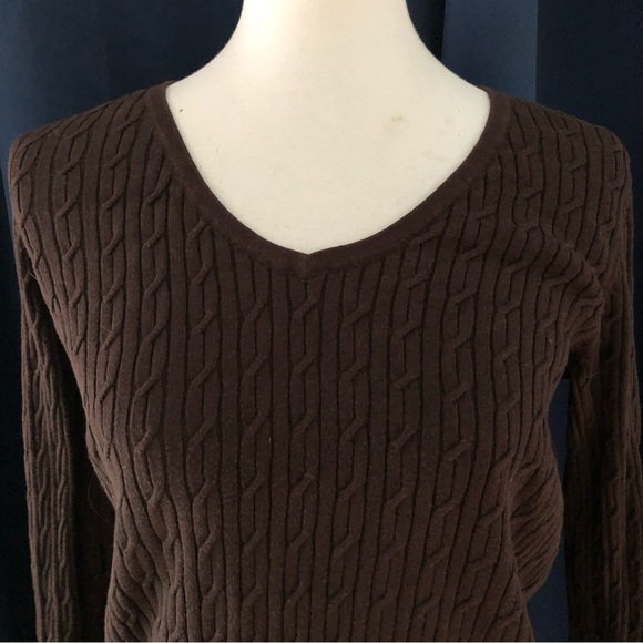 BOGO Talbots brown cable knit v-neck sweater - Picture 7 of 7
